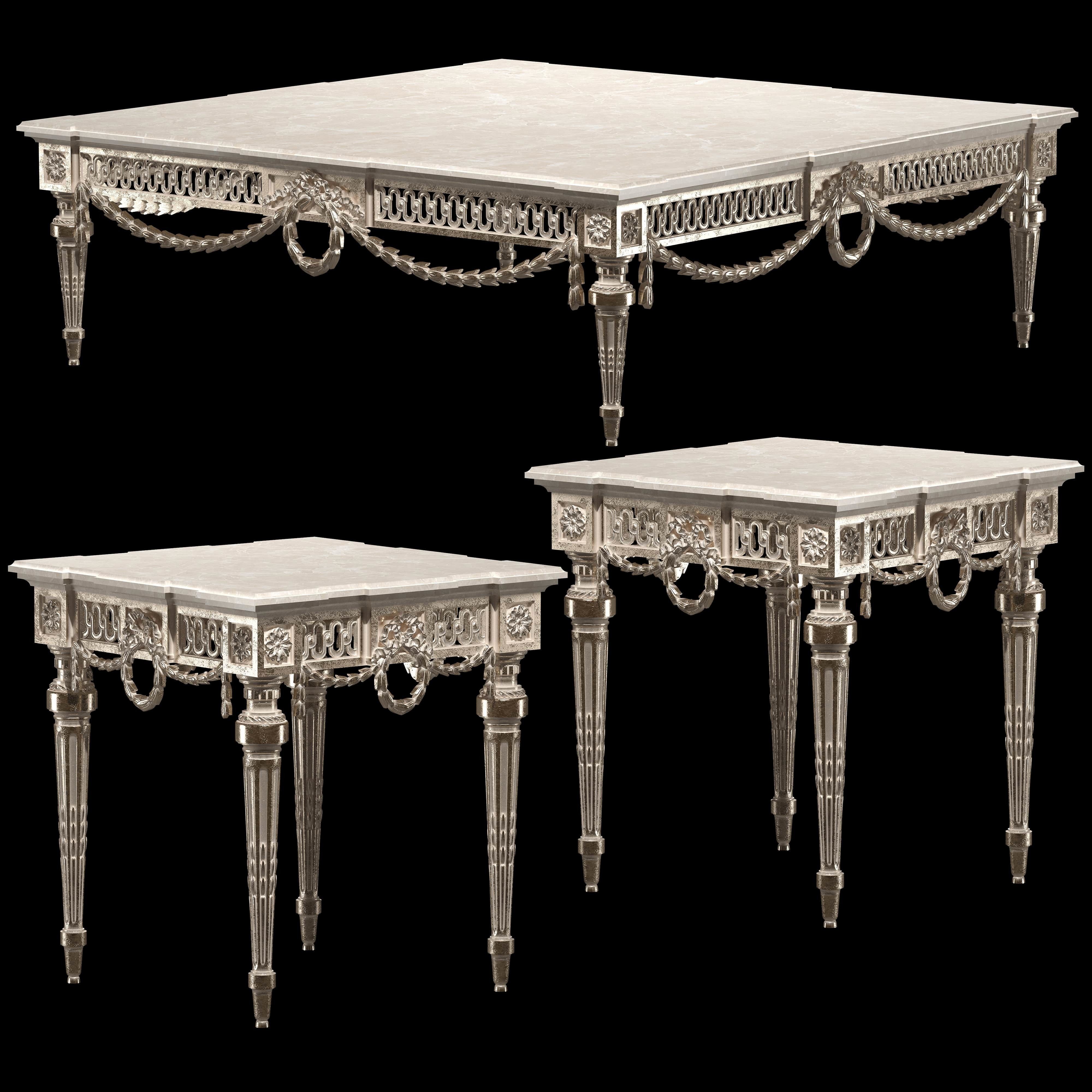 classical coffee tables set 3D model_11