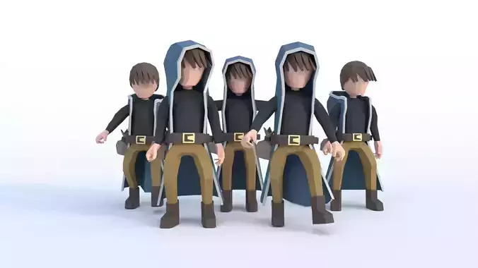 Low Poly animated character with variant 