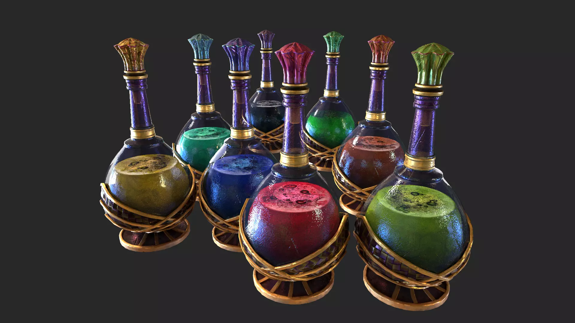 Potion in a Bottle Magical Water Witchs Elixir Low-poly 3D model
