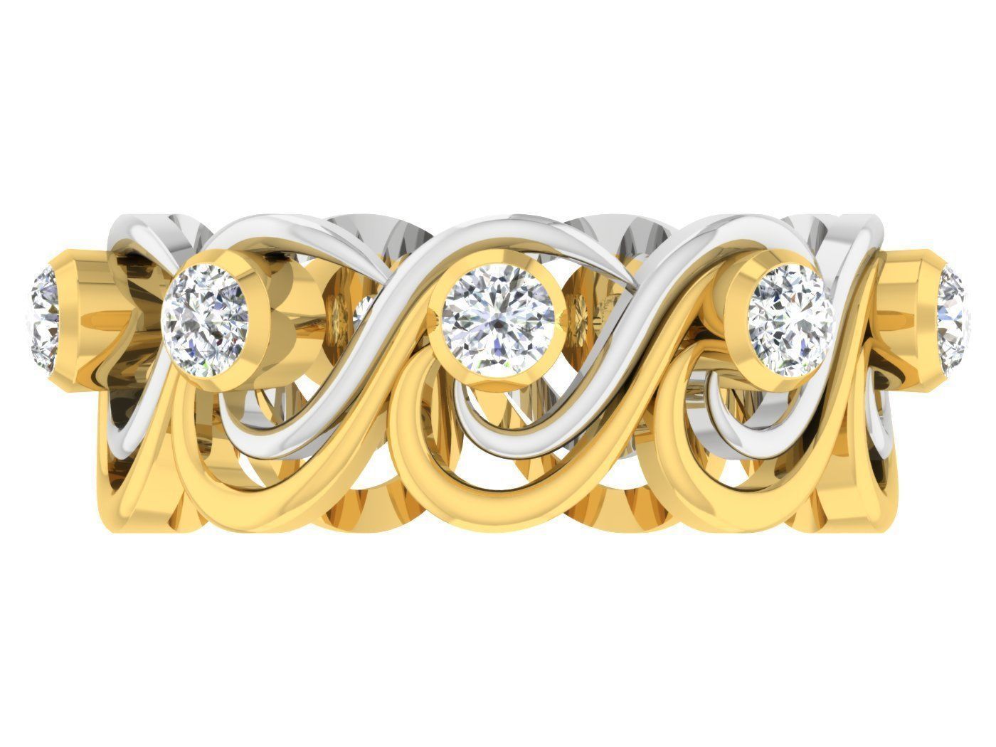 DIAMOND BAND RING R10 3D print model_3