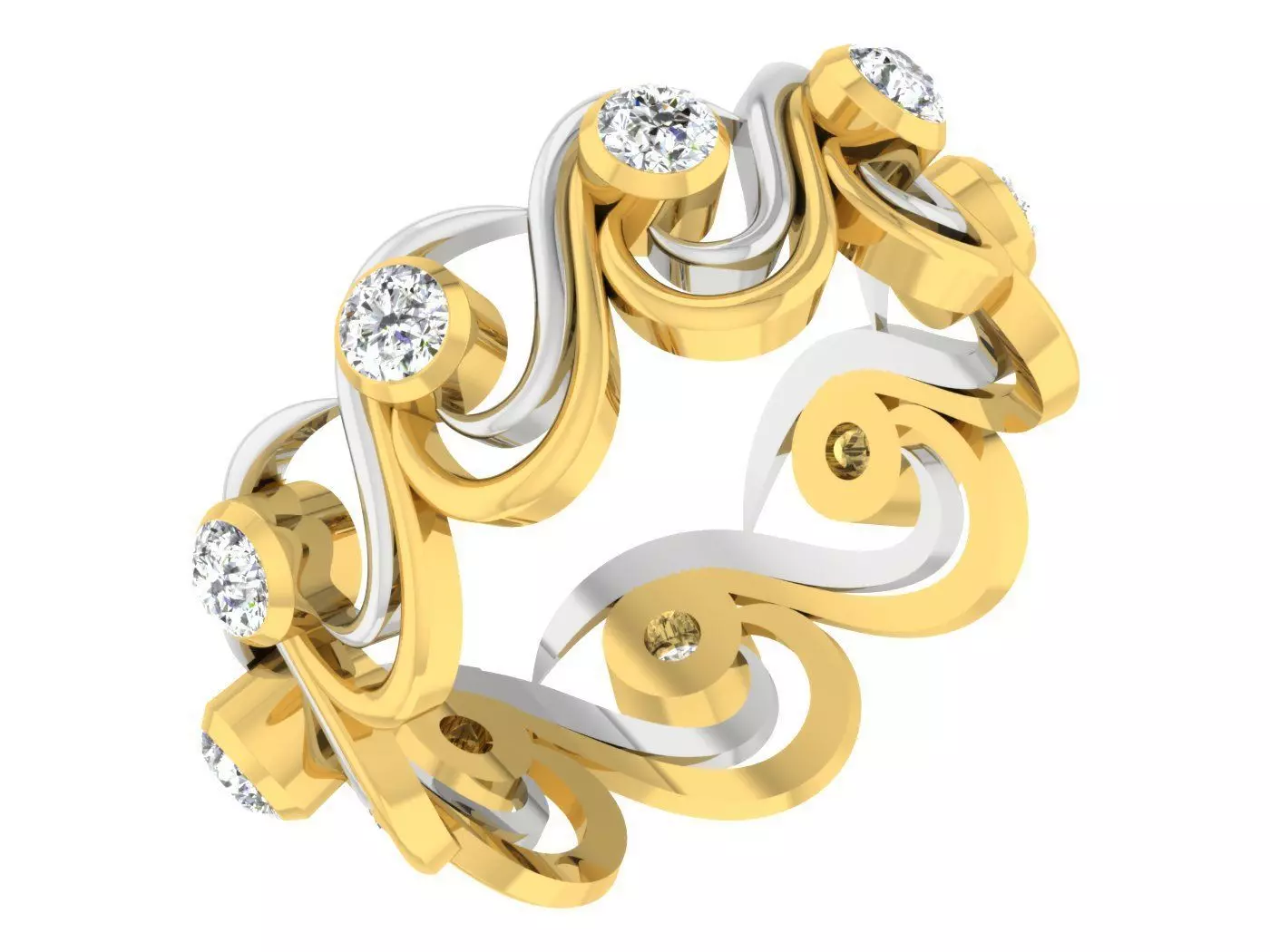 DIAMOND BAND RING R10 3D print model_0