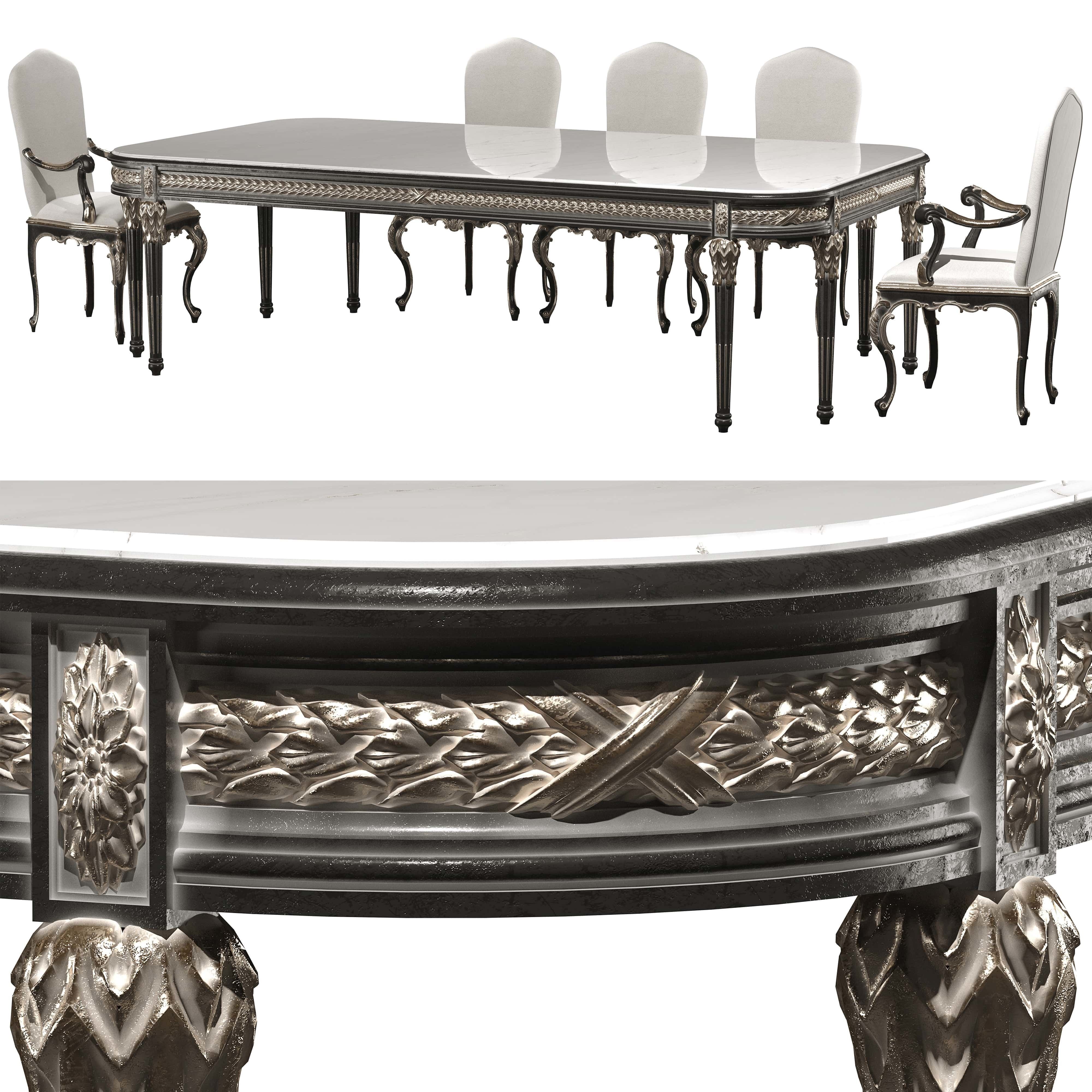 roberto giovannini table and chairs set 3D model_1