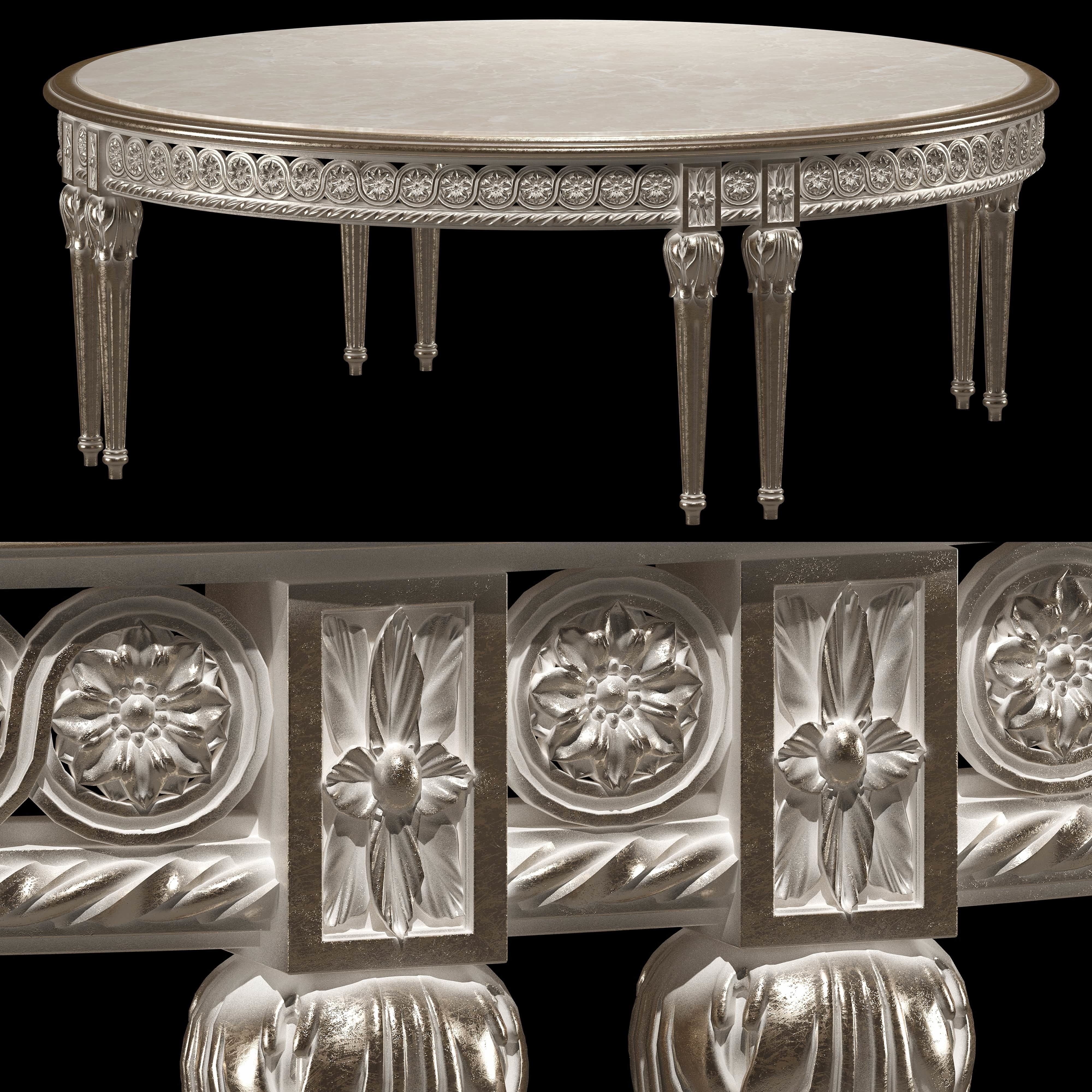 rococo coffe tables set 3D model_3