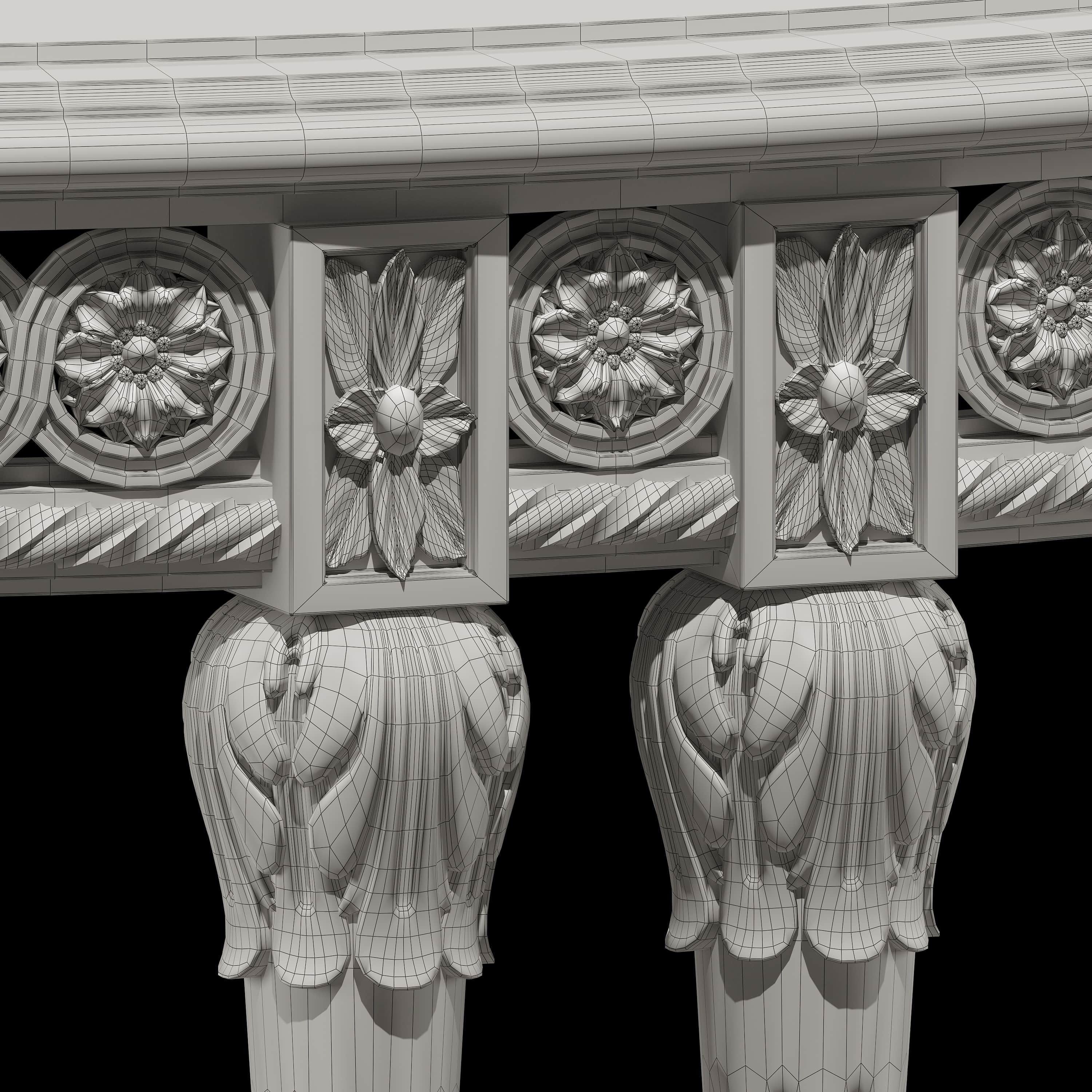 rococo coffe tables set 3D model_5