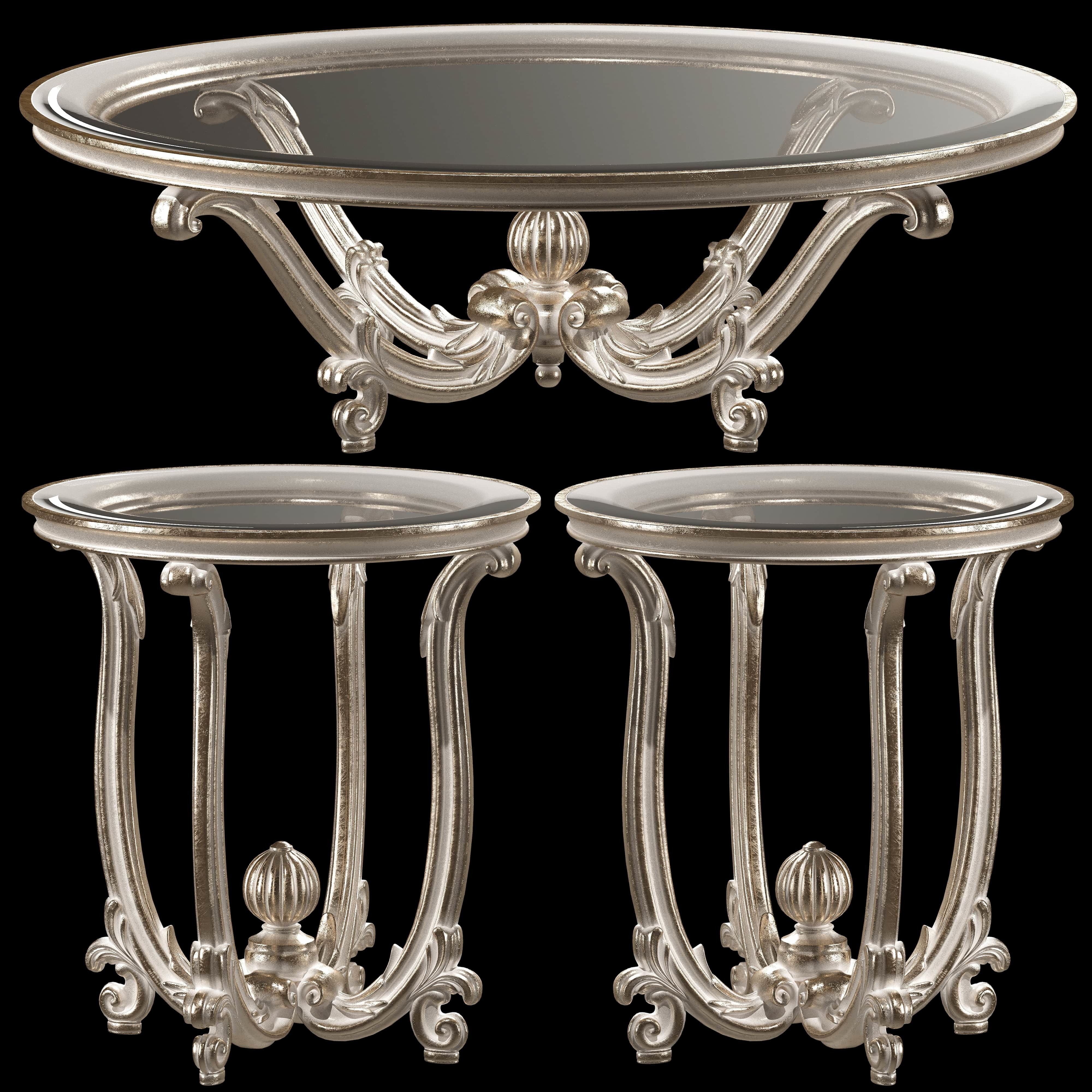 rococo coffe tables set 3D model_6