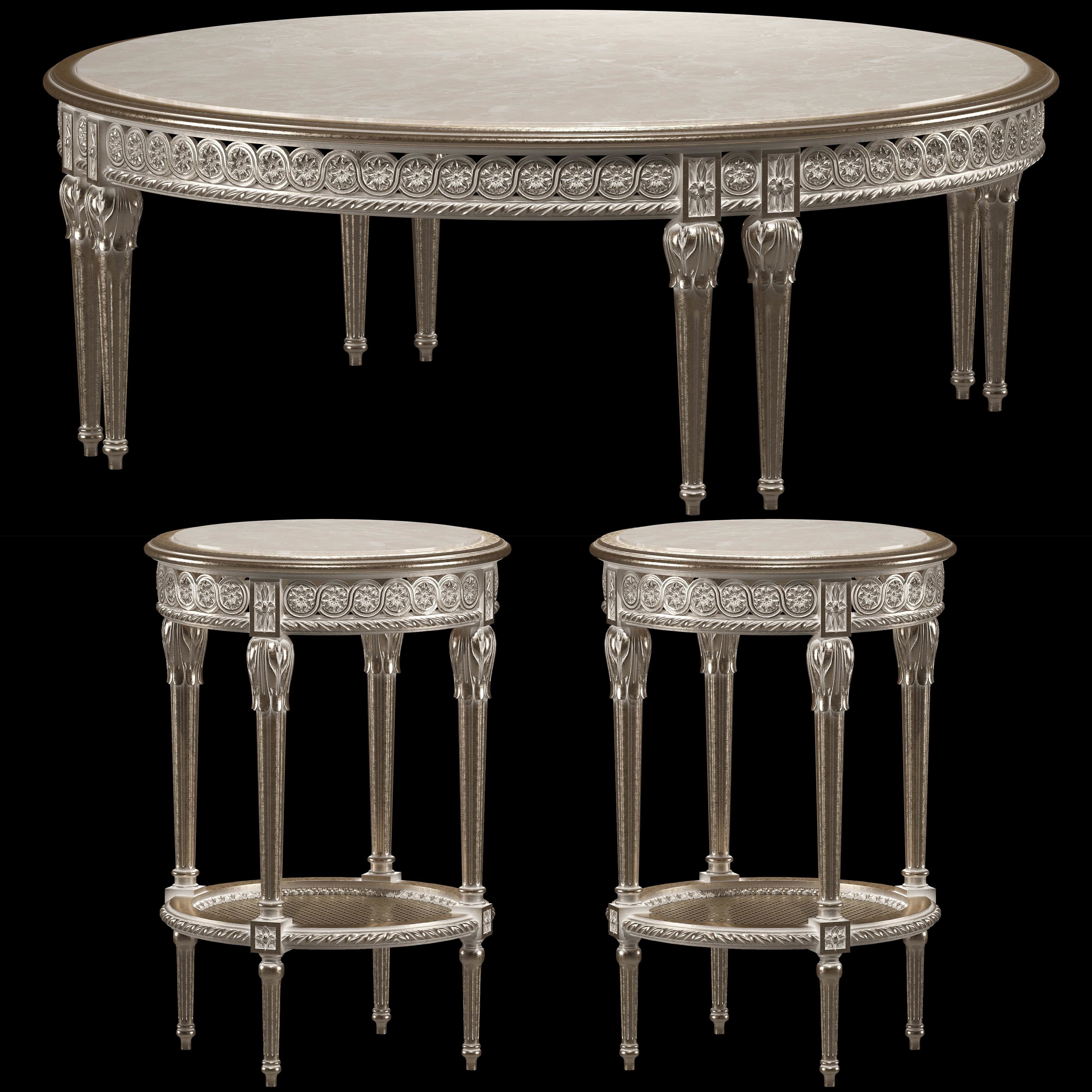 rococo coffe tables set 3D model_1
