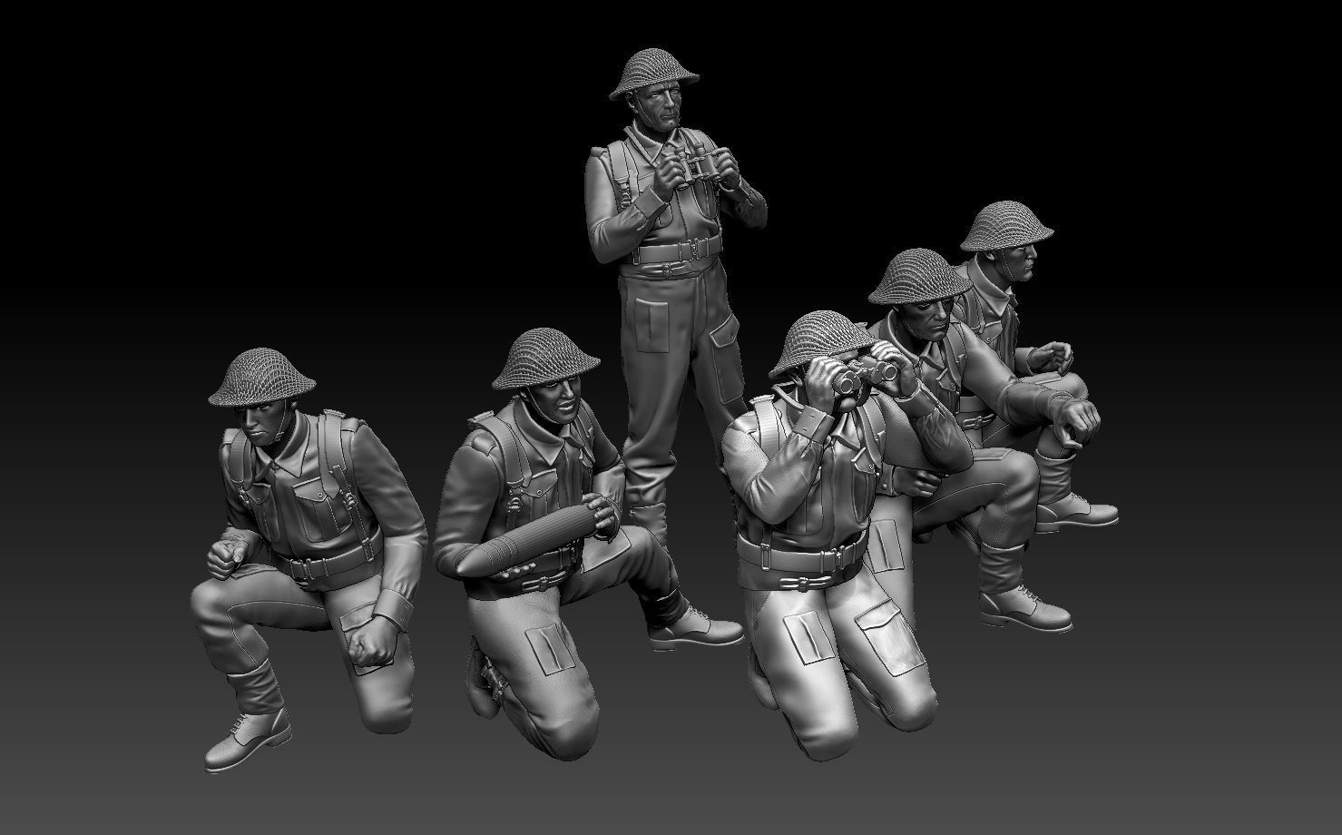 British soldiers ARTILLERY ww2 3D print model_9