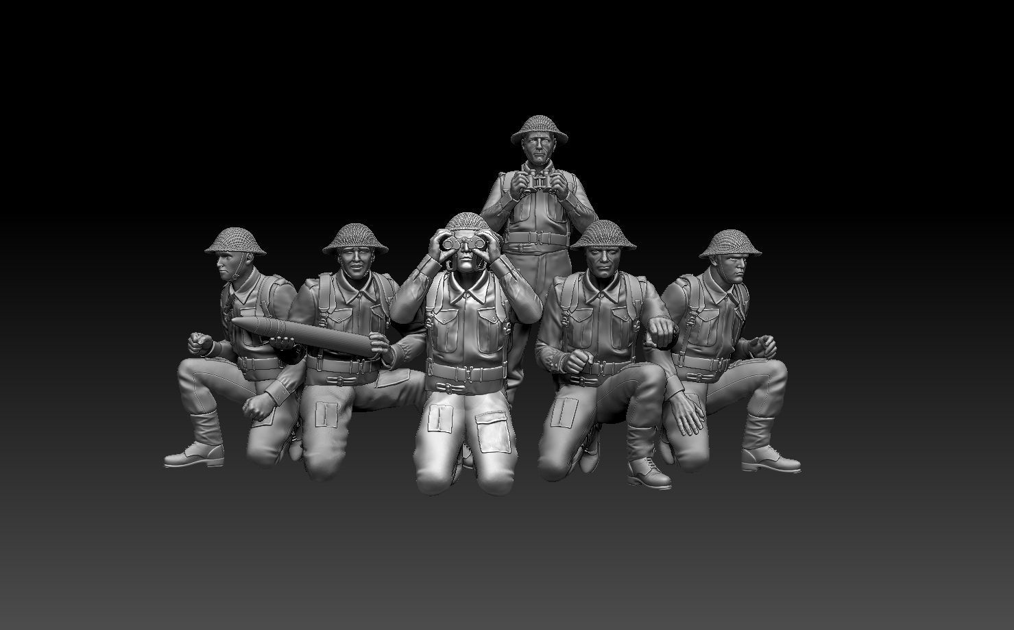 British soldiers ARTILLERY ww2 3D print model_2