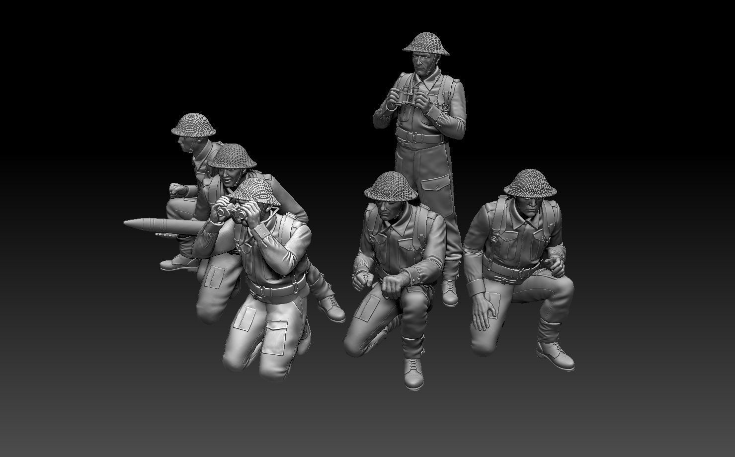 British soldiers ARTILLERY ww2 3D print model_4