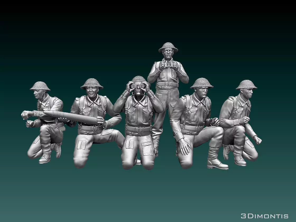 British soldiers ARTILLERY ww2 3D print model_0
