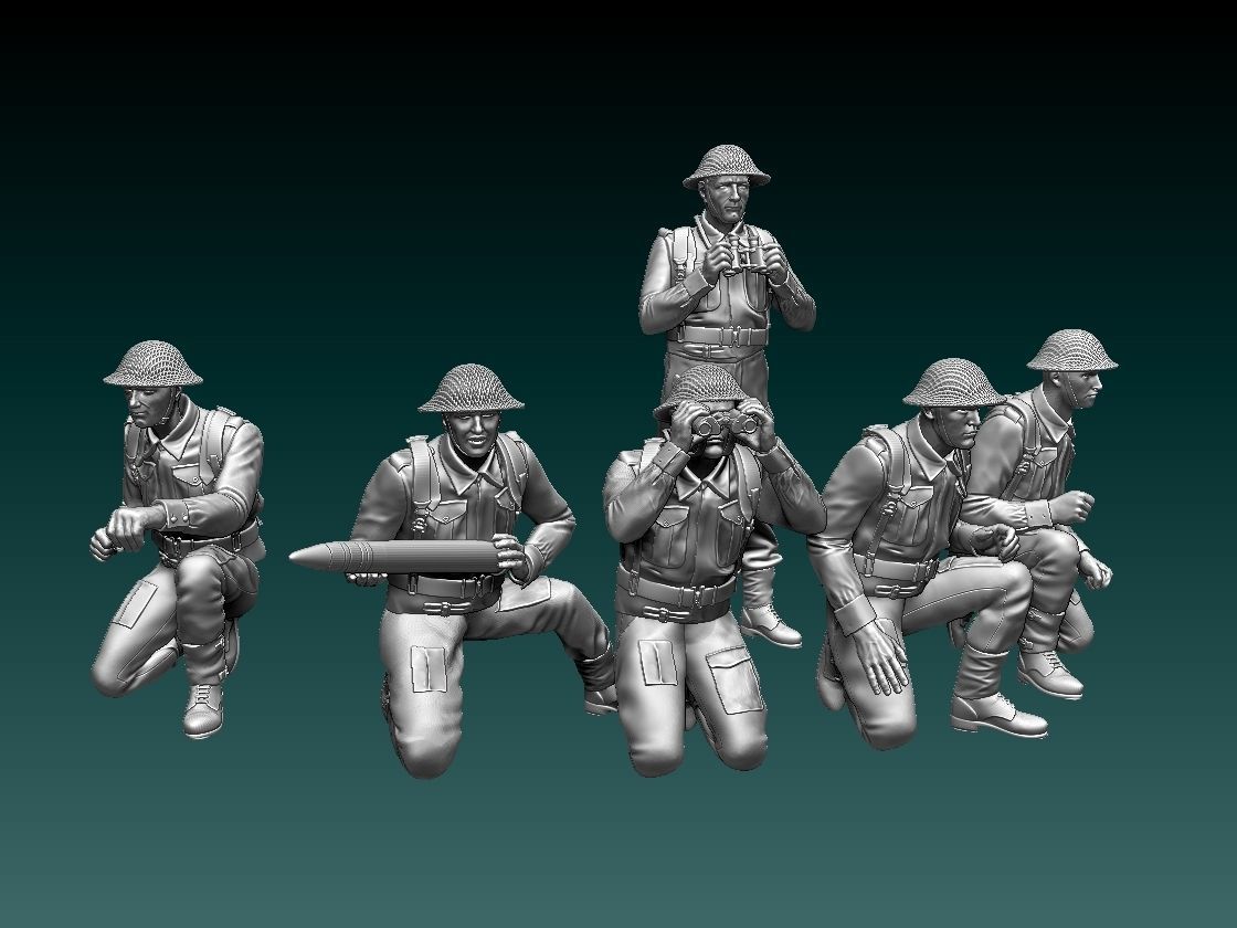 British soldiers ARTILLERY ww2 3D print model_22
