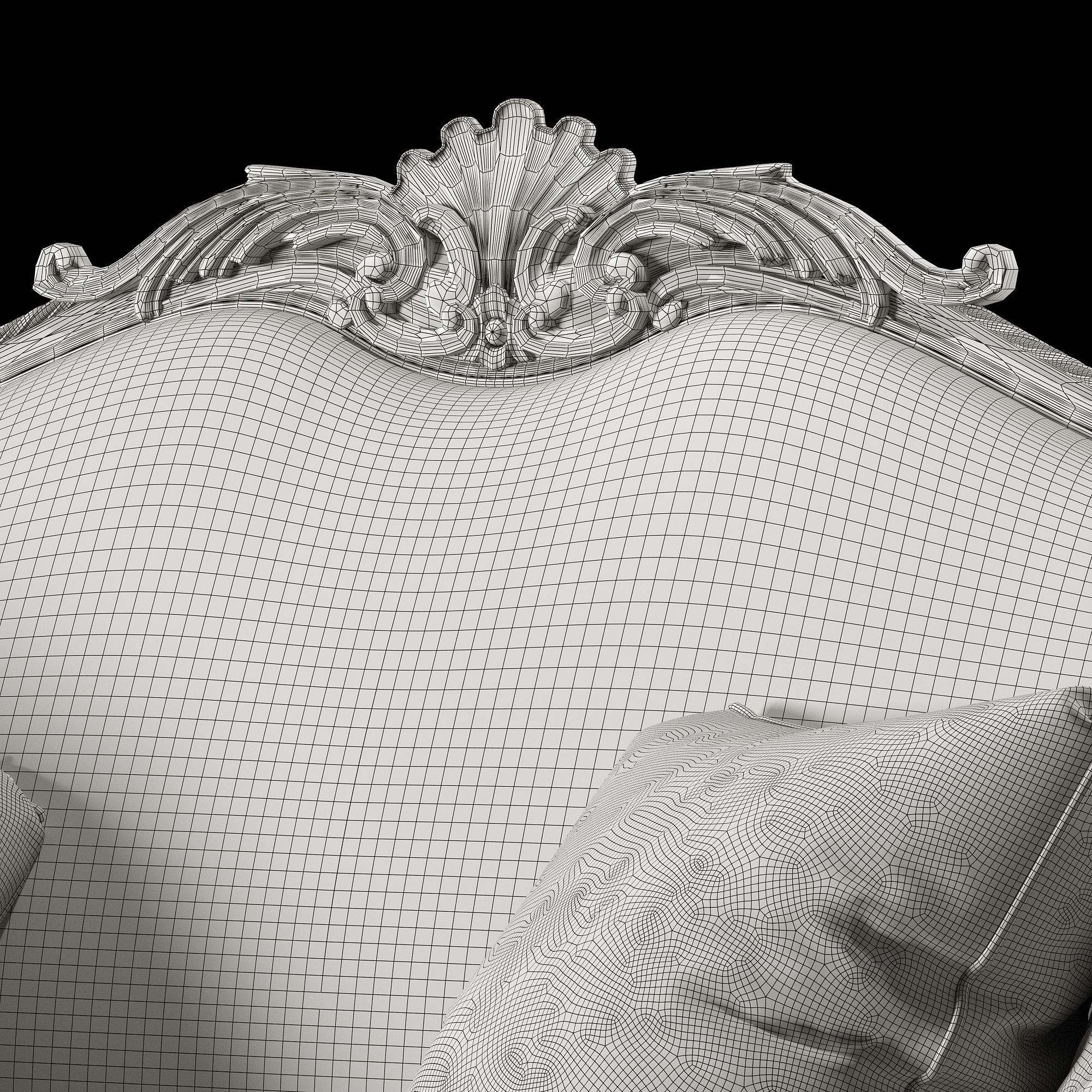 rococo sofa and armchair set 3D model_10