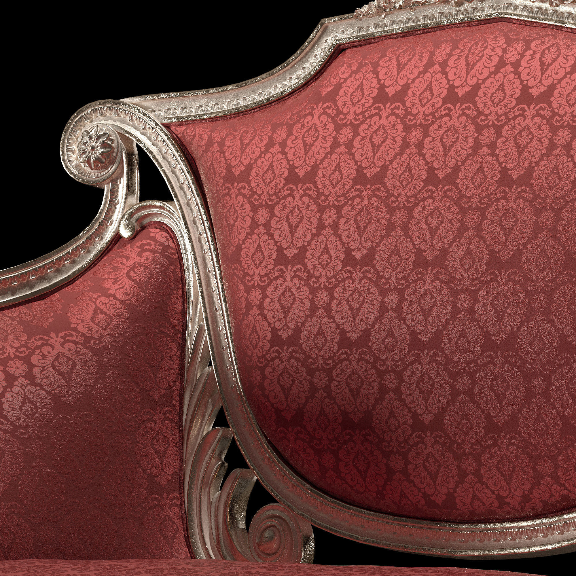 rococo sofa and armchair set 3D model_5
