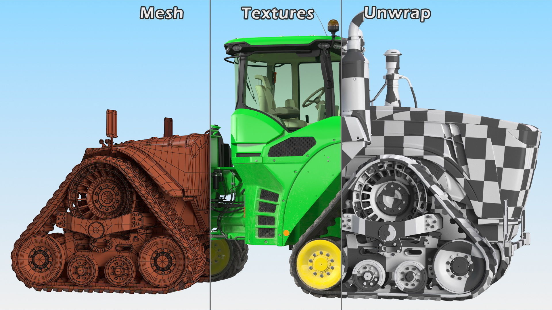 John Deere Four Track 9RX Series Tractor Dirty 3D model_28