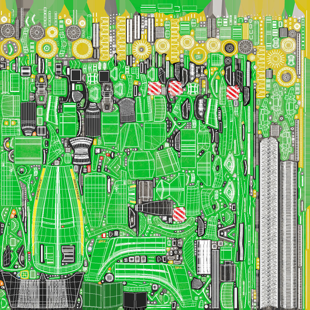 John Deere Four Track 9RX Series Tractor Dirty 3D model_31