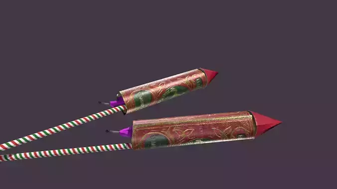 Diwali Rocket 3d model low poly Game AR VR Ready