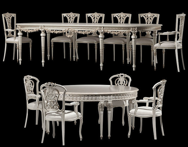 rococo table and chairs set 3D model