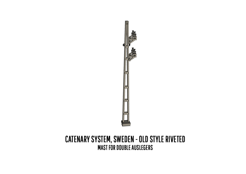 CAT-0001 Catenary set Swedish Old Rivet H0-scale 20 items 3D print model_11
