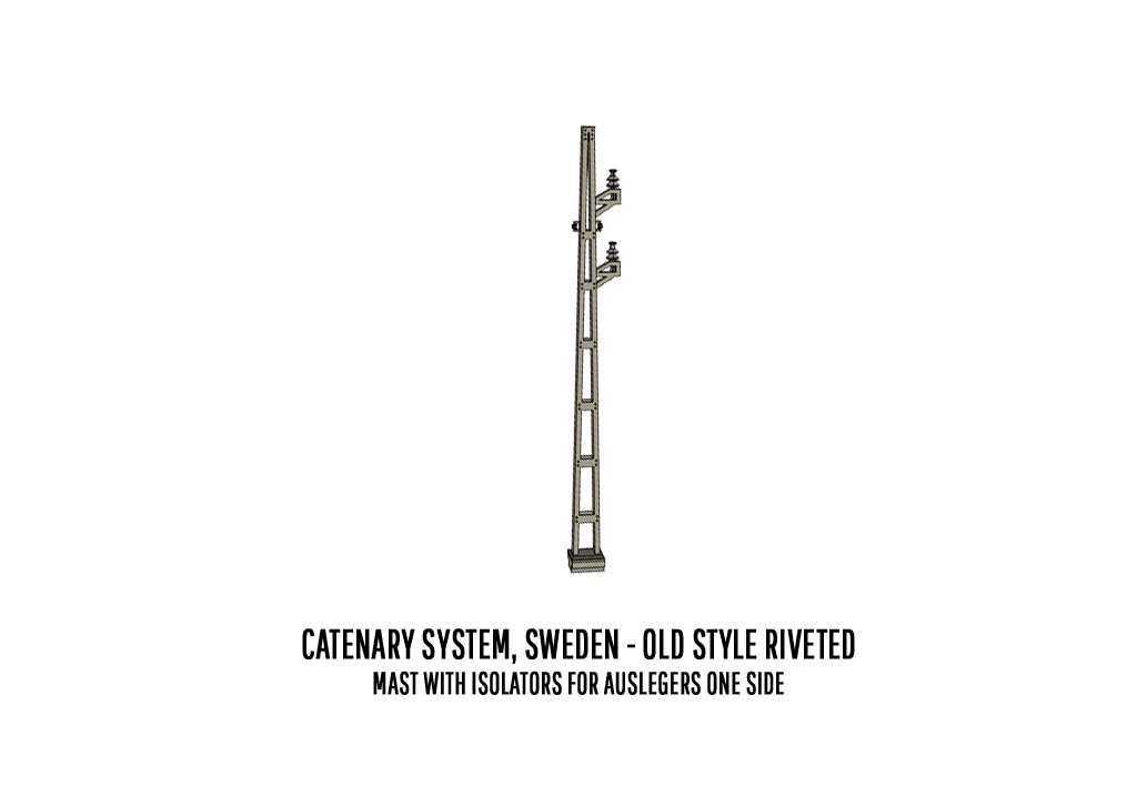 CAT-0001 Catenary set Swedish Old Rivet H0-scale 20 items 3D print model_3