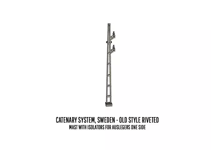 CAT-0001 Catenary set Swedish Old Rivet H0-scale 20 items 3D print model 3