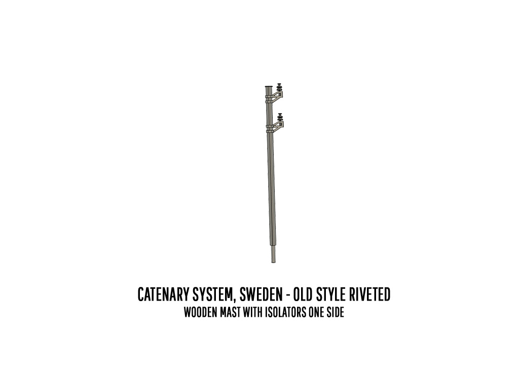 CAT-0001 Catenary set Swedish Old Rivet H0-scale 20 items 3D print model_8