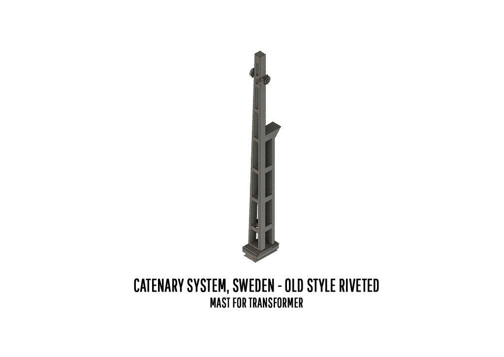 CAT-0001 Catenary set Swedish Old Rivet H0-scale 20 items 3D print model_4
