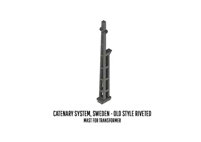 CAT-0001 Catenary set Swedish Old Rivet H0-scale 20 items 3D print model 4