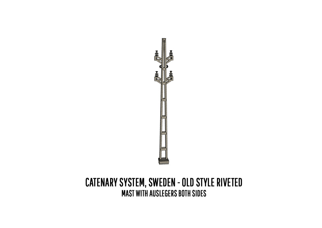 CAT-0001 Catenary set Swedish Old Rivet H0-scale 20 items 3D print model_12