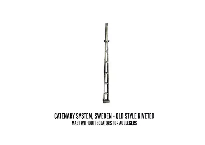 CAT-0001 Catenary set Swedish Old Rivet H0-scale 20 items 3D print model 2