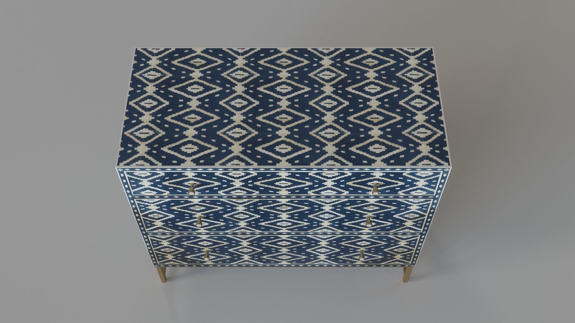Ikat Inlay Three-Drawer Dresser 3D model_3