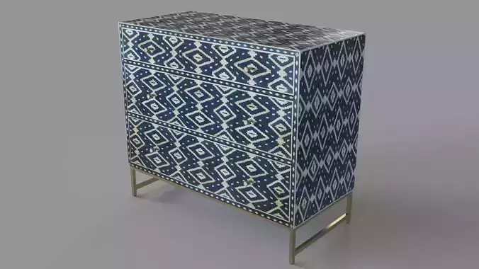 Ikat Inlay Three-Drawer Dresser 3D model