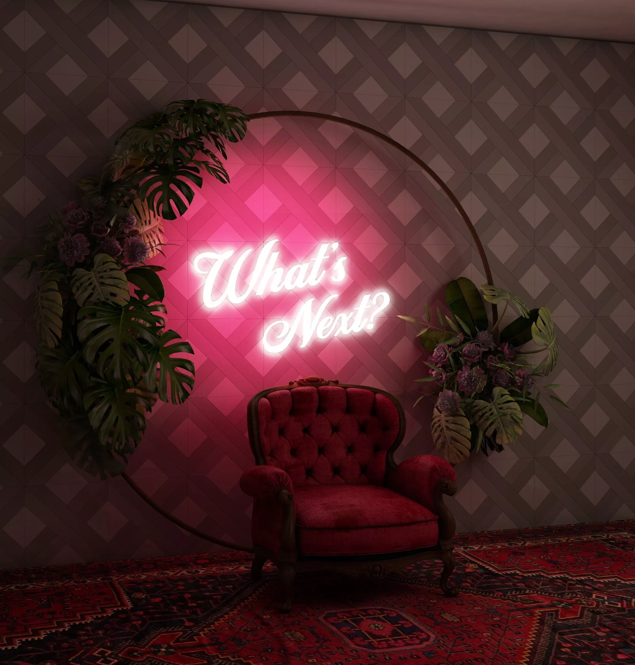 Whats Next Selfie Spot - Red Armchair 3D model