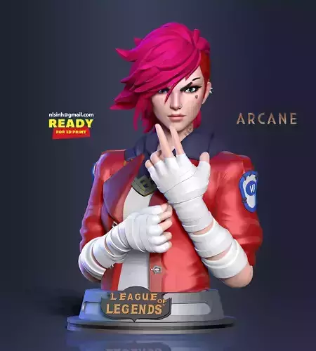 Vi bust - Arcane Fanart 3D print model