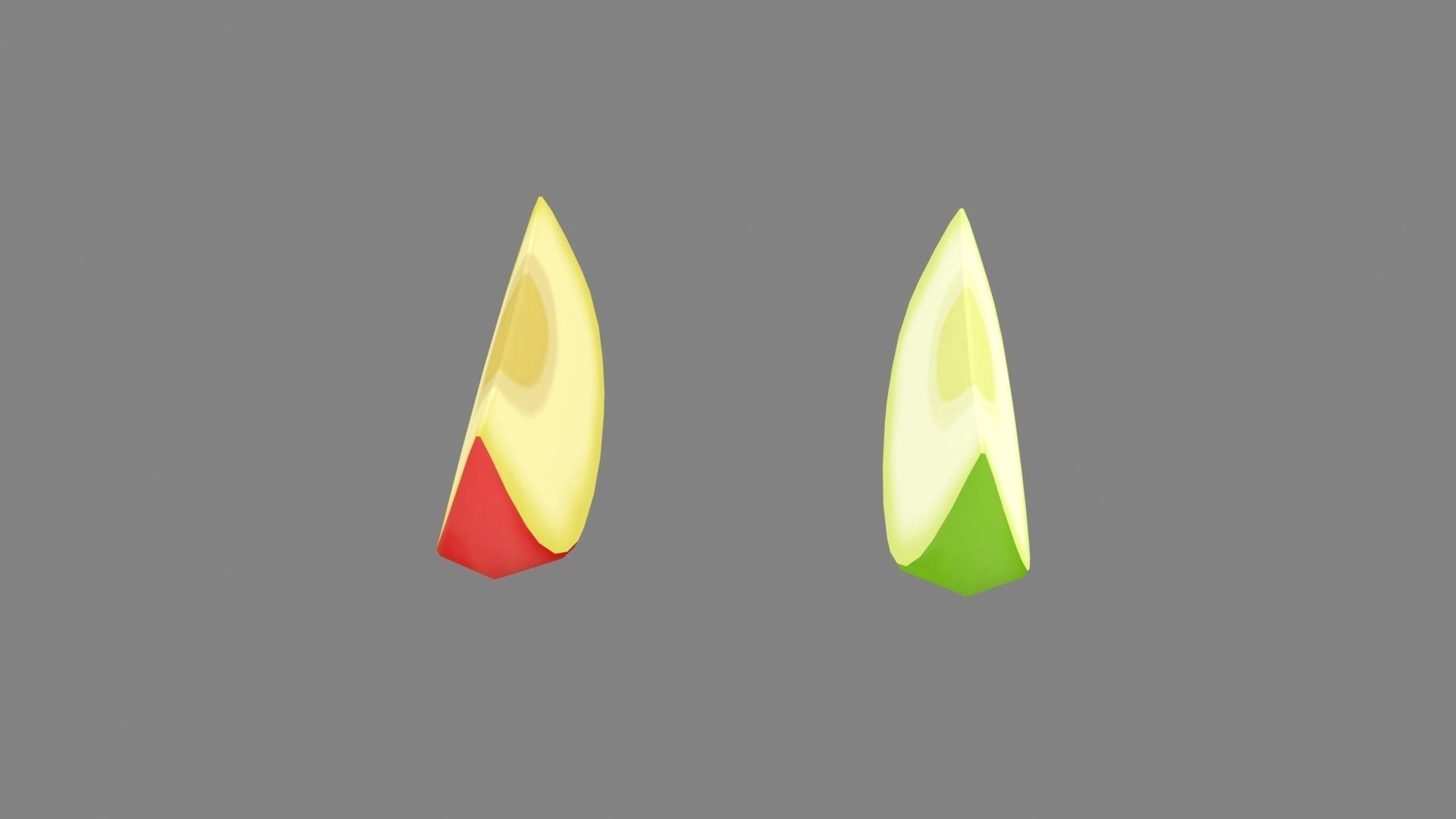 Cartoon apple slice Low-poly 3D model_1