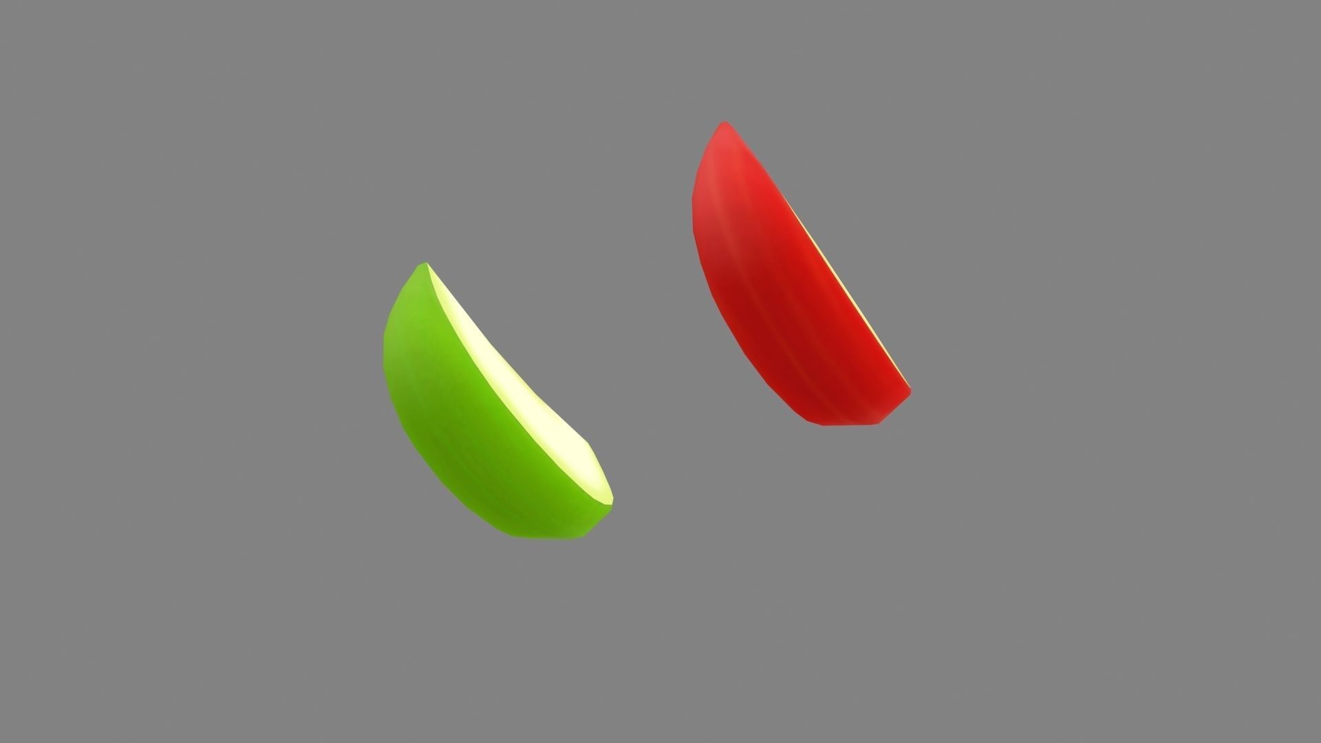 Cartoon apple slice Low-poly 3D model_2