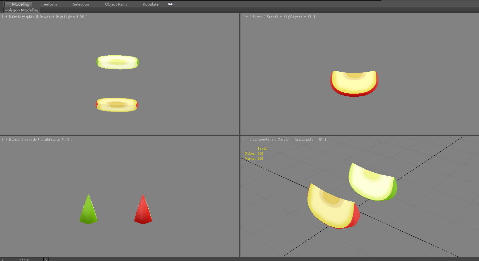 Cartoon apple slice Low-poly 3D model_3
