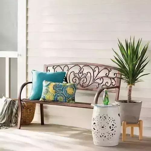 Blooming Iron Garden Bench Chair