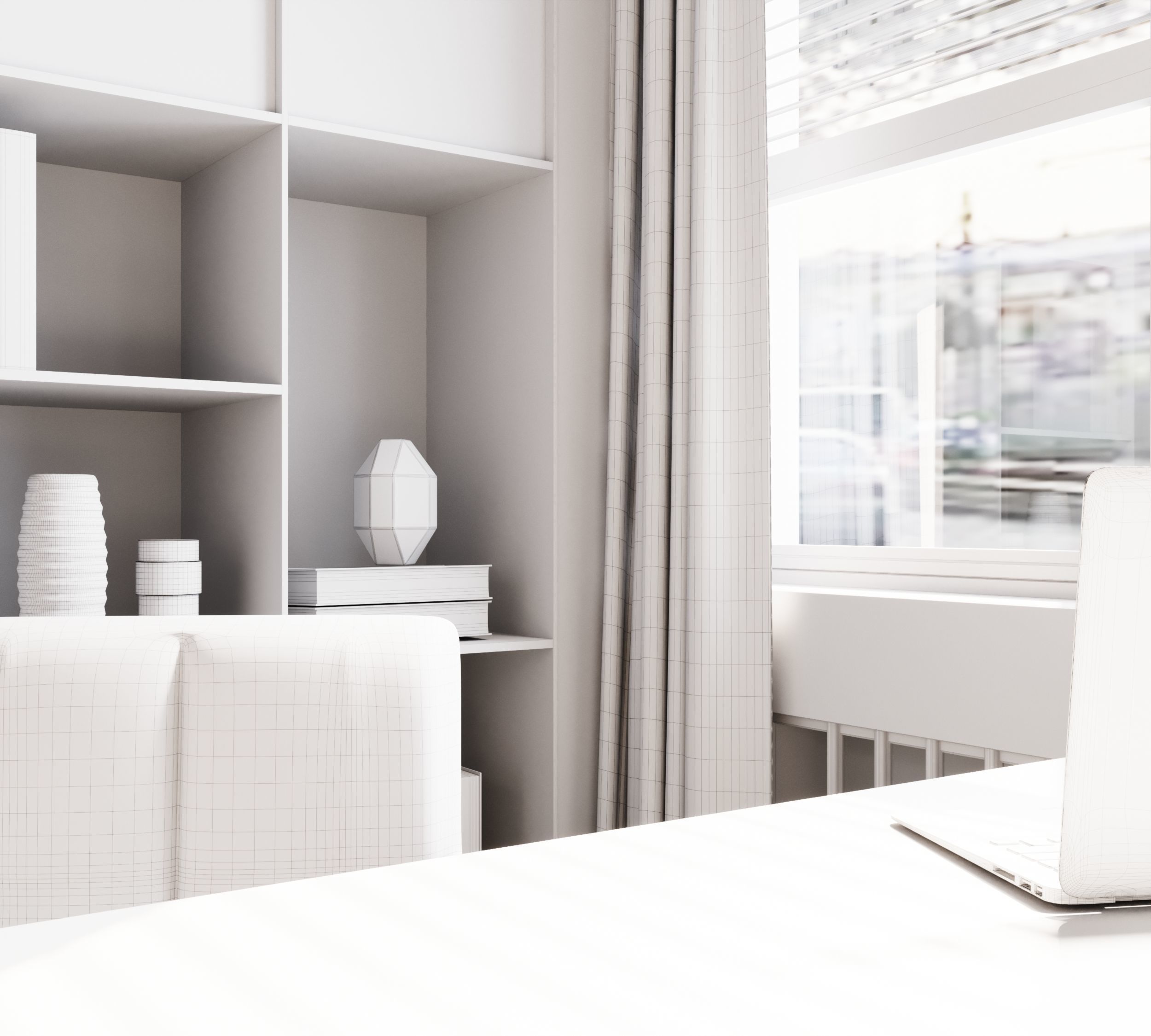 Orange and black shades in the interior 3D model_15