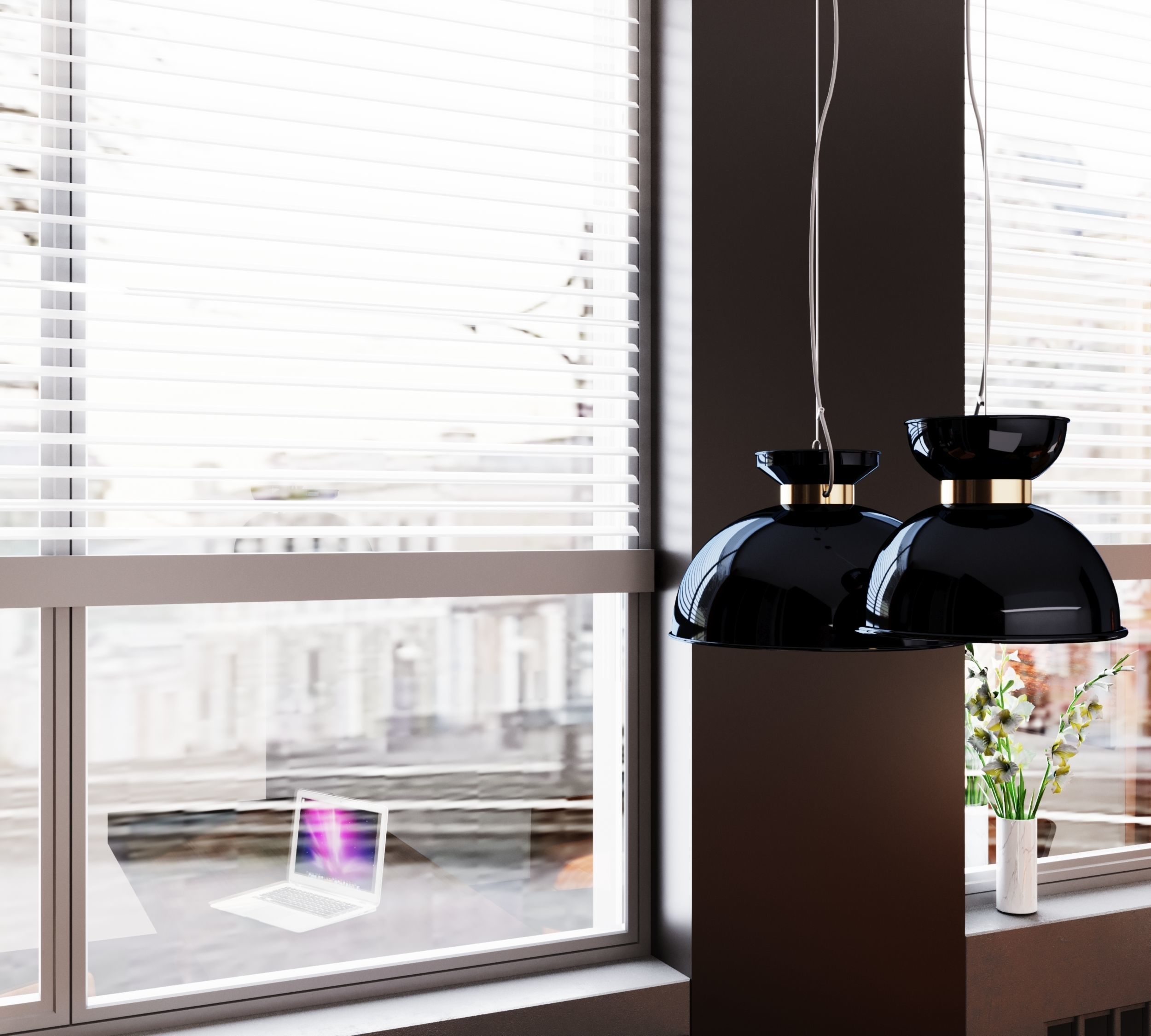 Orange and black shades in the interior 3D model_5