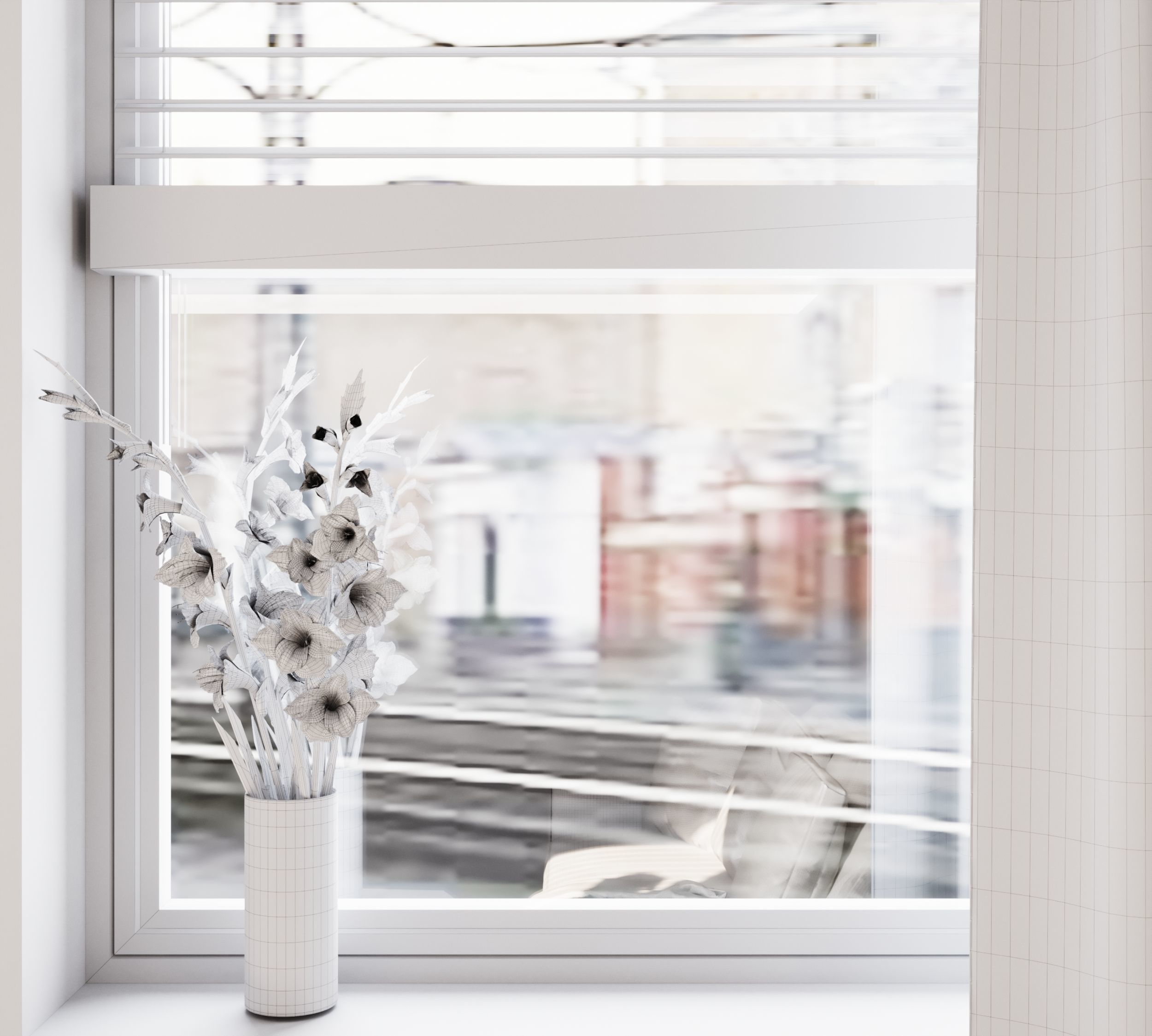 Orange and black shades in the interior 3D model_16