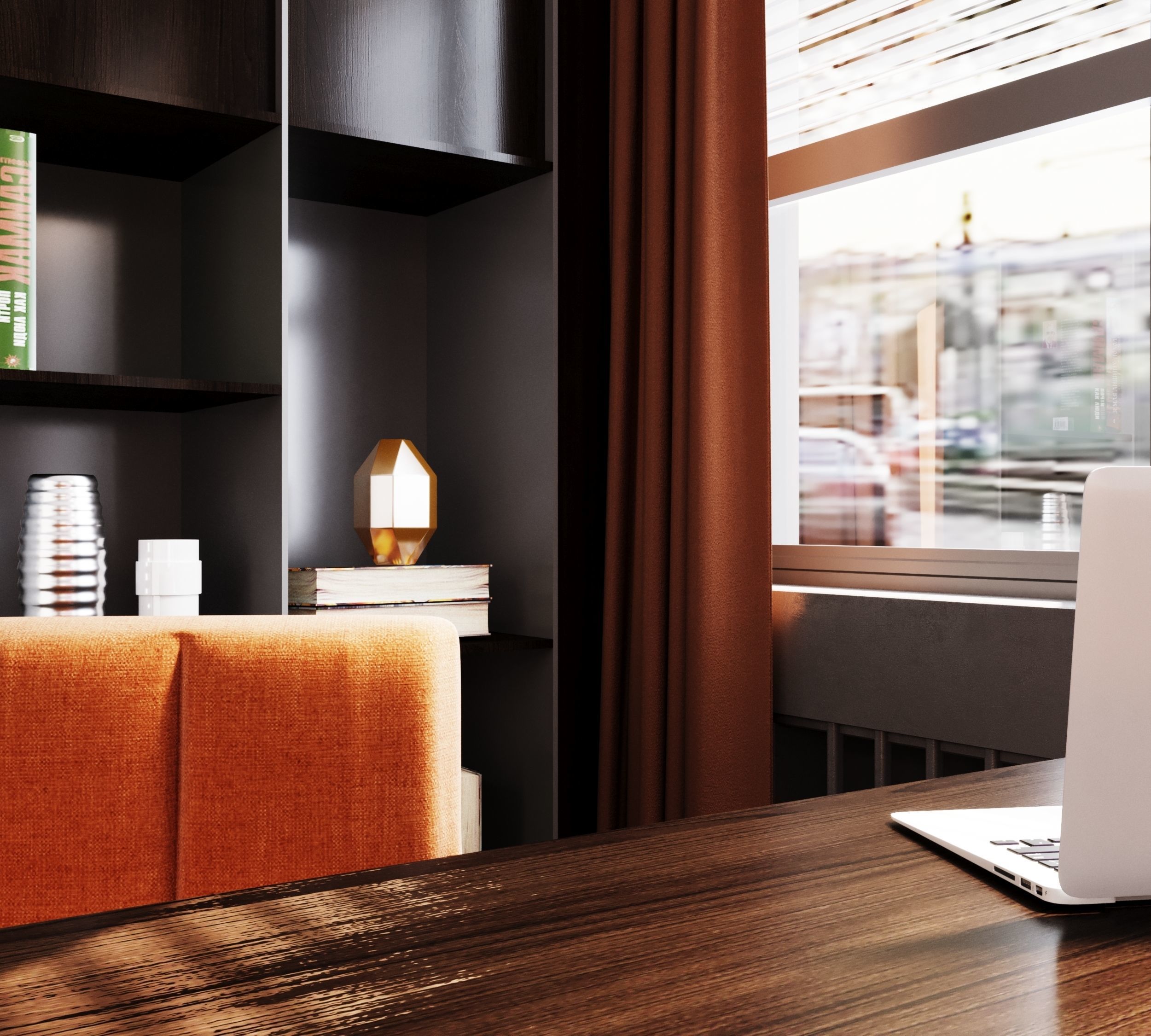 Orange and black shades in the interior 3D model_6