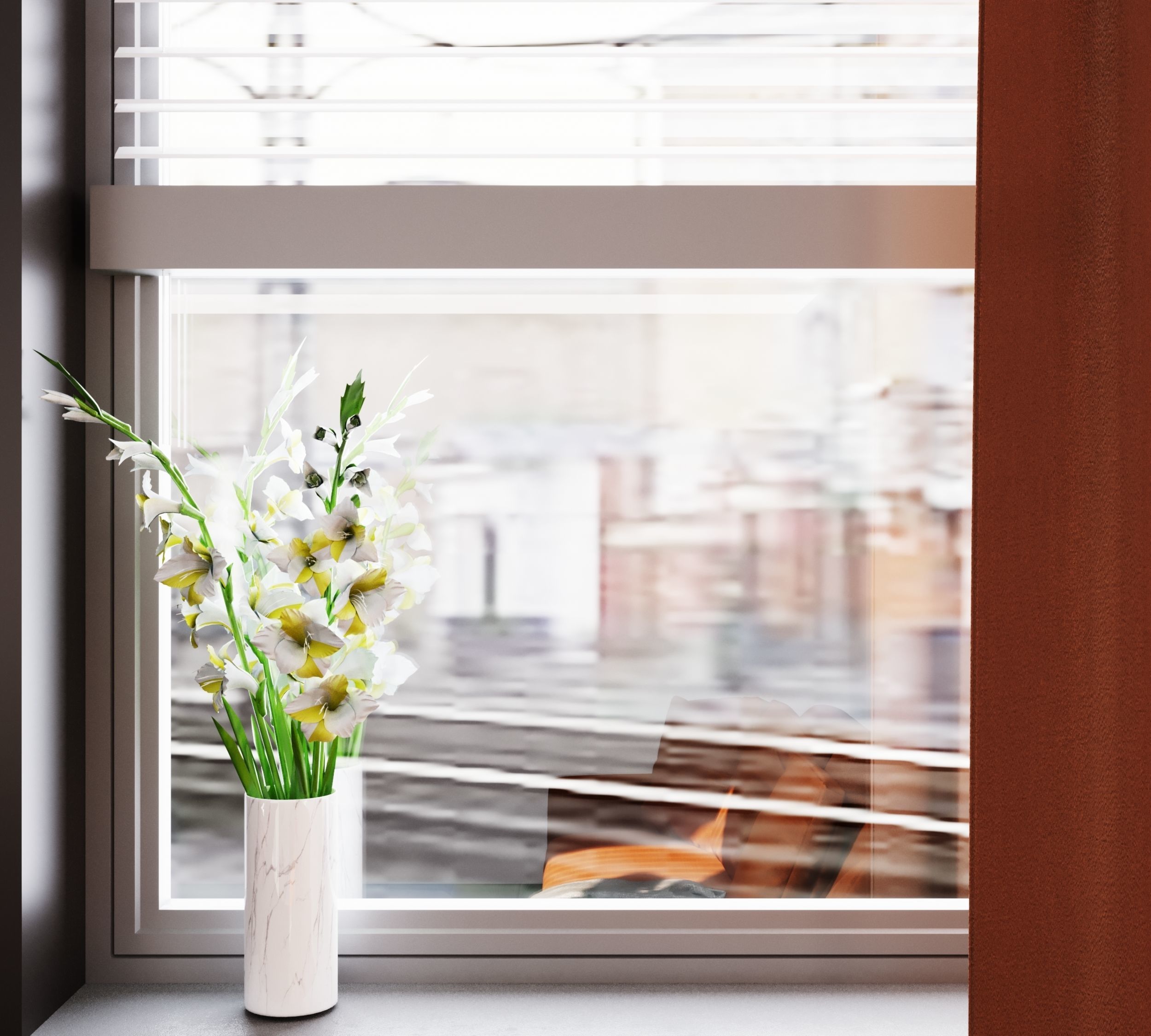 Orange and black shades in the interior 3D model_8