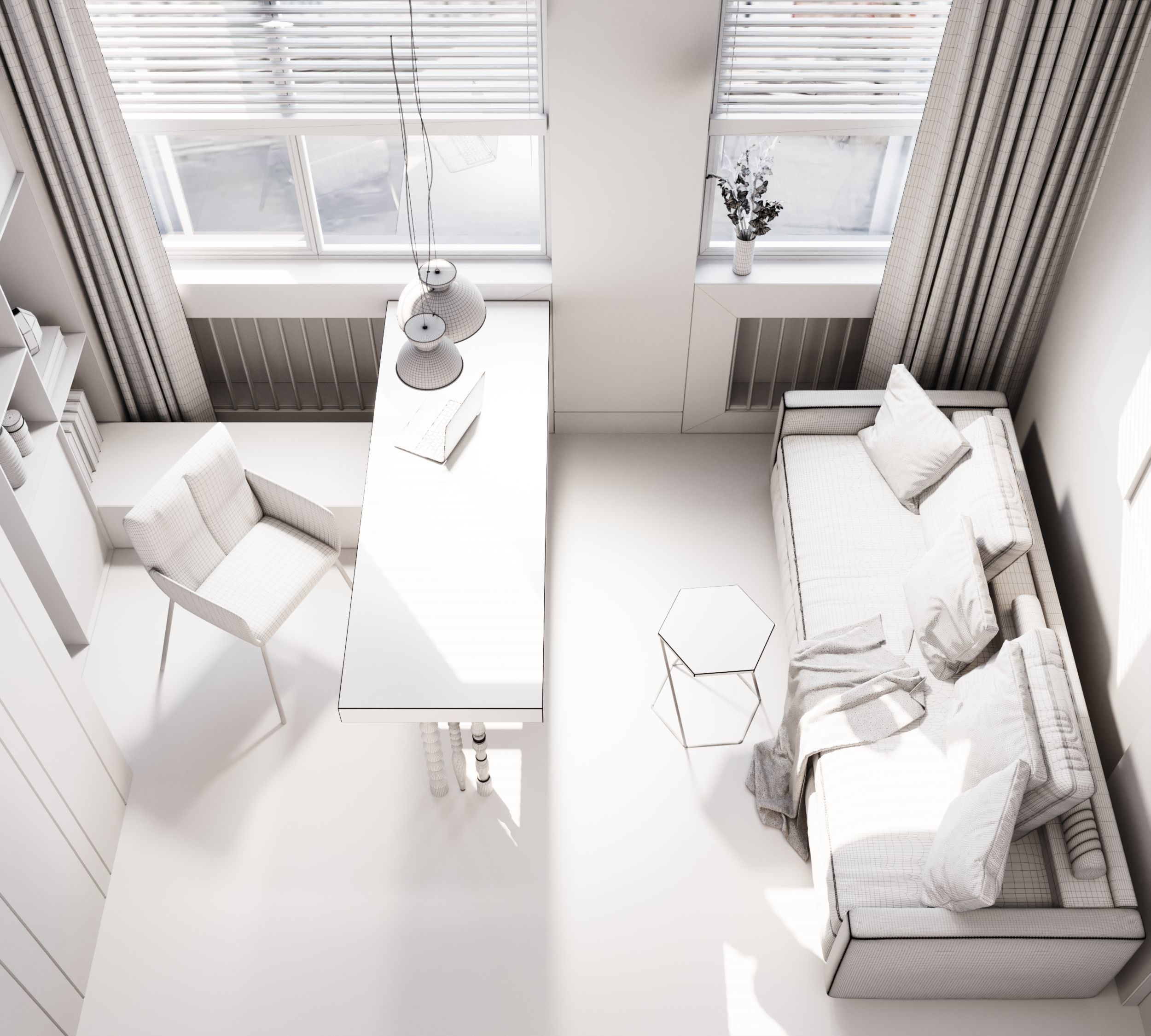 Orange and black shades in the interior 3D model_17