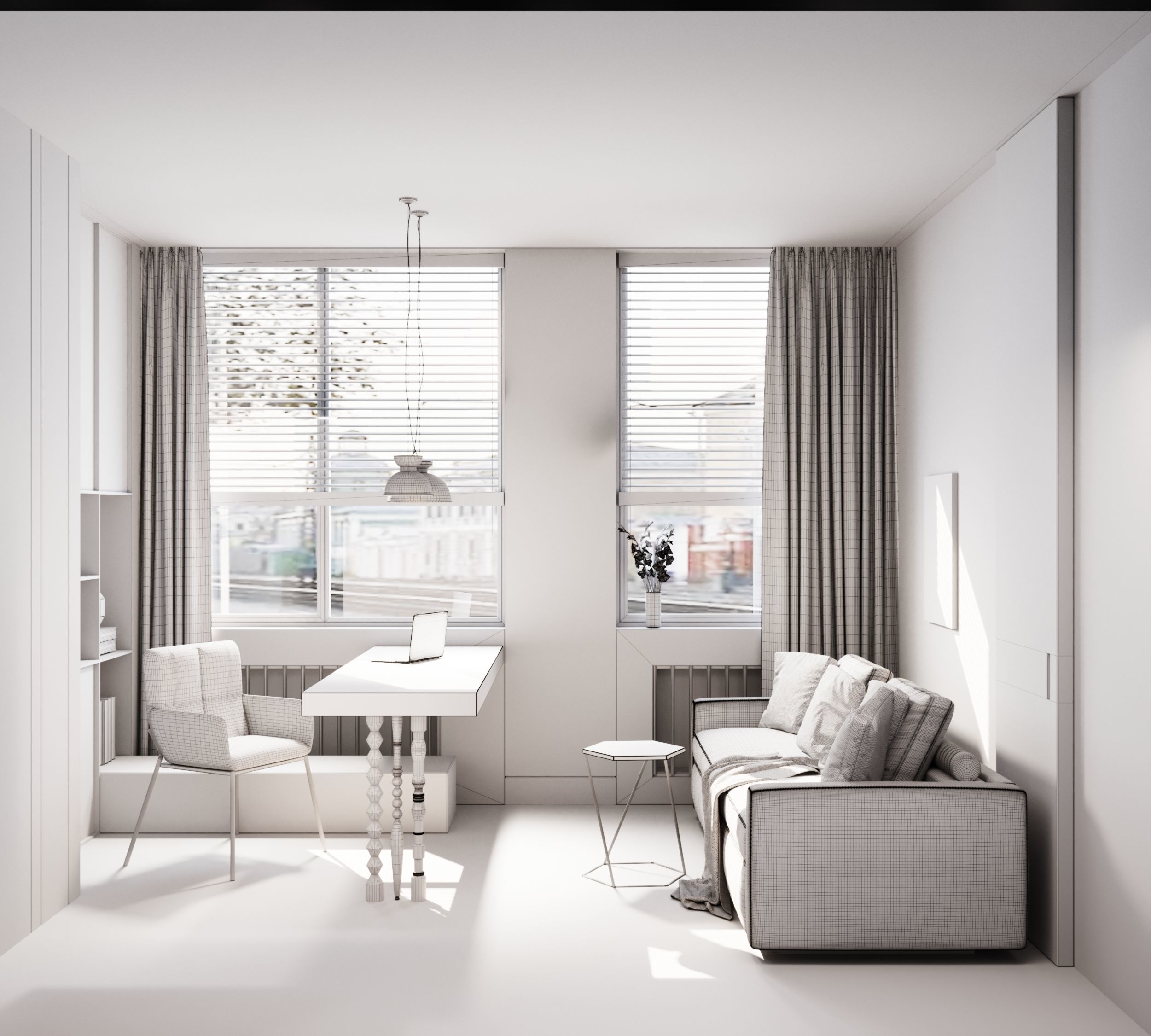 Orange and black shades in the interior 3D model_10