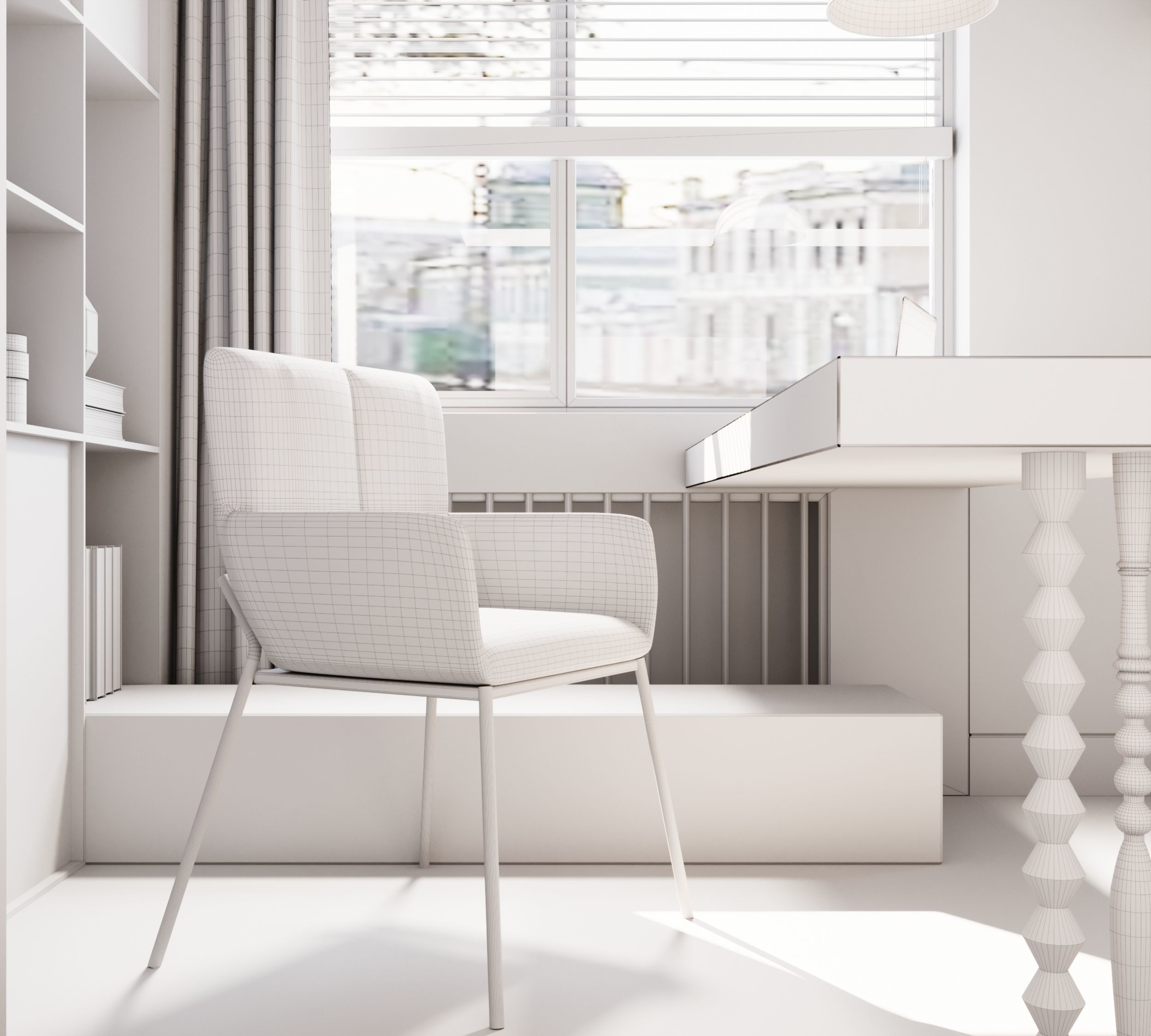 Orange and black shades in the interior 3D model_12