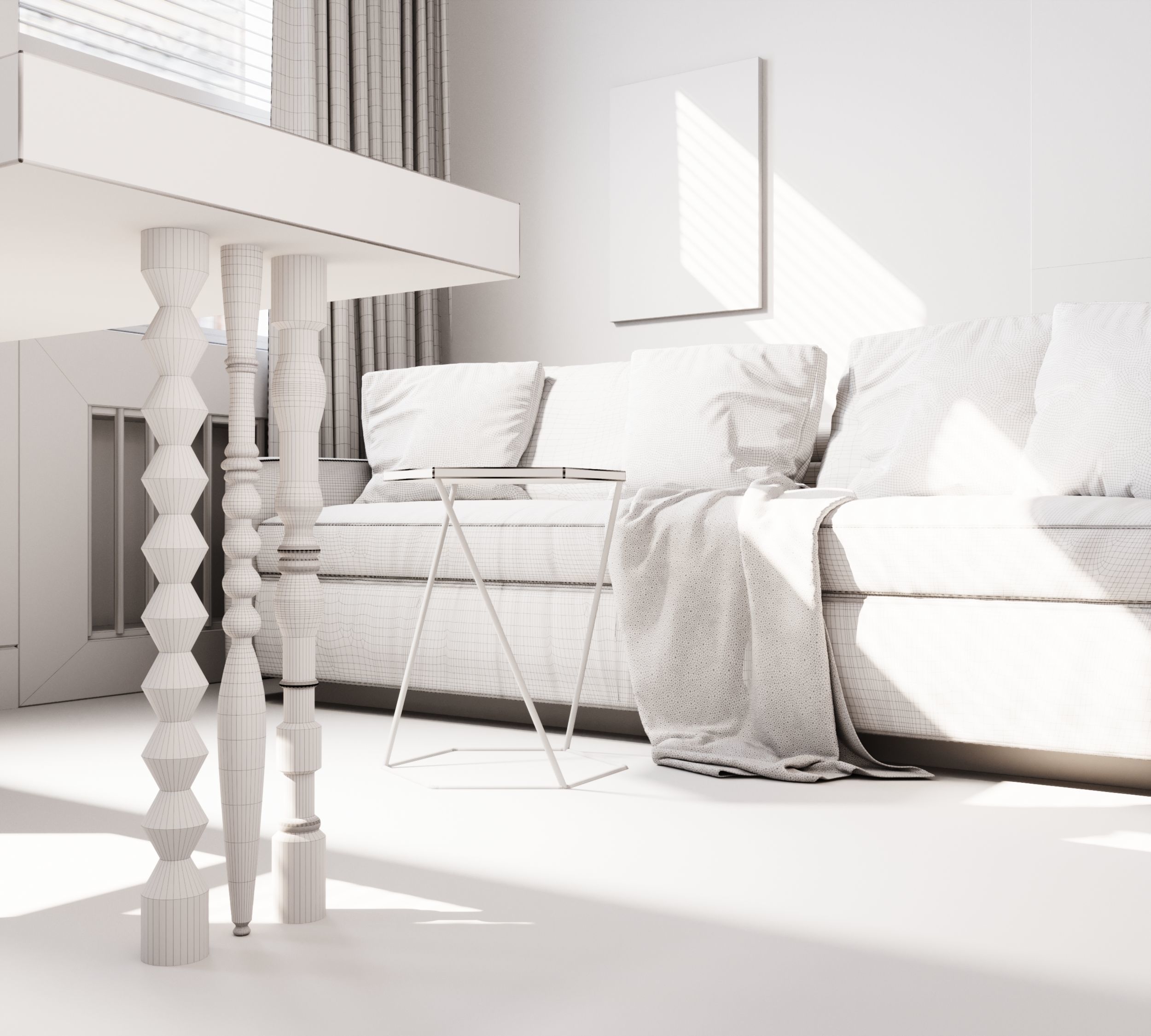 Orange and black shades in the interior 3D model_13