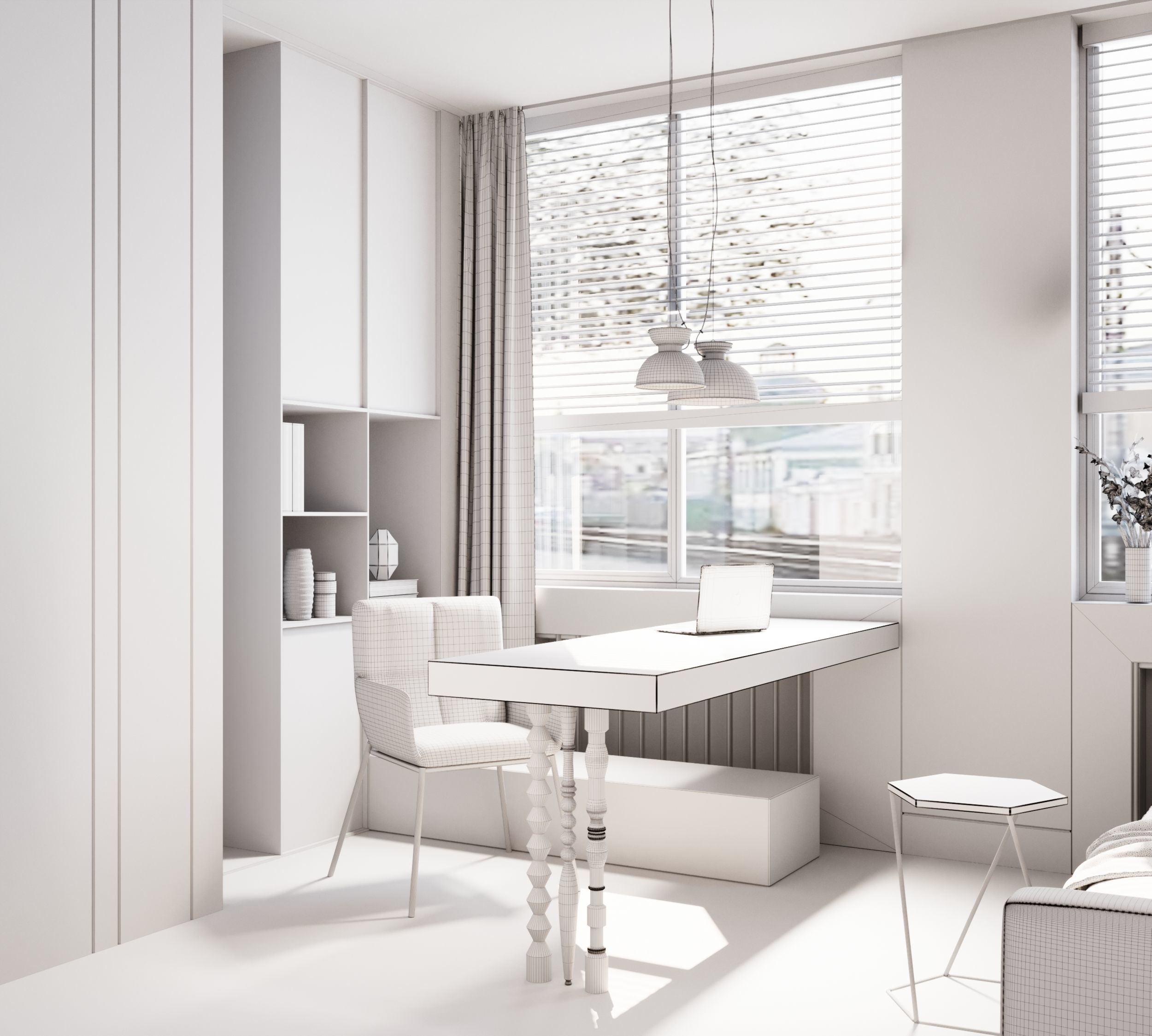 Orange and black shades in the interior 3D model_11