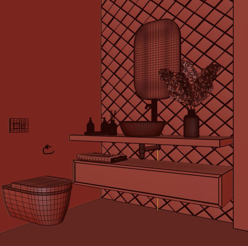 Black bathroom 3D model_4