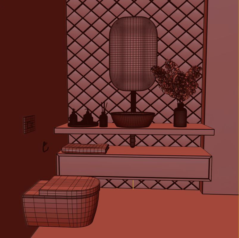 Black bathroom 3D model_5