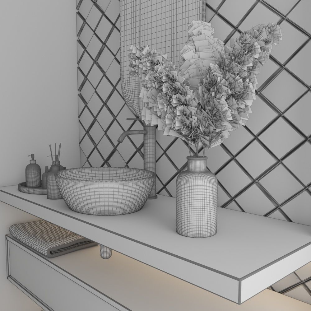 Black bathroom 3D model_8